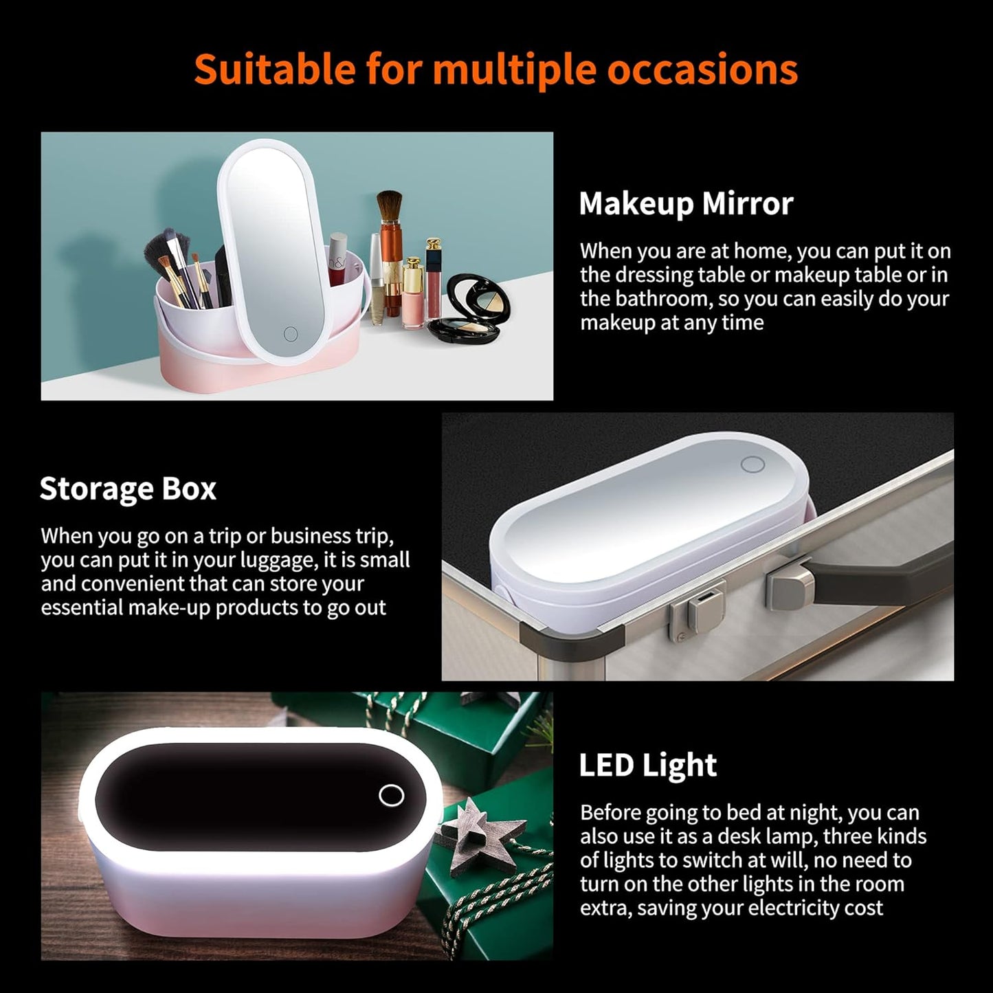 LuxeLighted – Portable Travel LED Mirror & Beauty Case